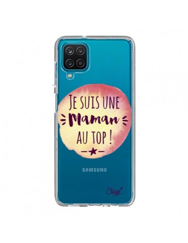 Coque Samsung Galaxy A12 et M12 Je suis une Maman au Top Orange Transparente - Chapo