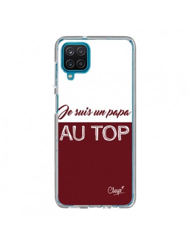 Coque Samsung Galaxy A12 et M12 Je suis un Papa au Top Rouge Bordeaux - Chapo