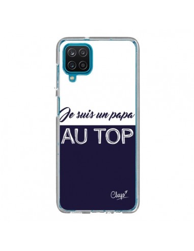 Coque Samsung Galaxy A12 et M12 Je suis un Papa au Top Bleu Marine - Chapo