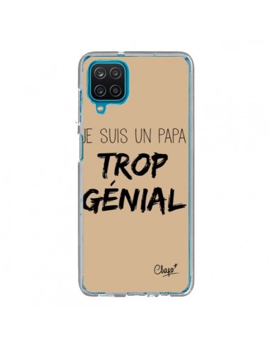 Coque Samsung Galaxy A12 et M12 Je suis un Papa trop Génial Beige - Chapo