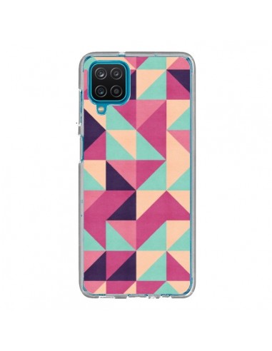 Coque Samsung Galaxy A12 et M12 Azteque Triangle Rose Vert - Eleaxart