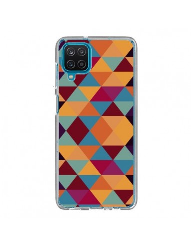 Coque Samsung Galaxy A12 et M12 Azteque Triangle Orange - Eleaxart