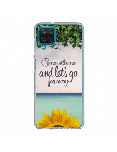 Coque Samsung Galaxy A12 et M12 Let's Go Far Away Flower Fleur Tournesol - Eleaxart