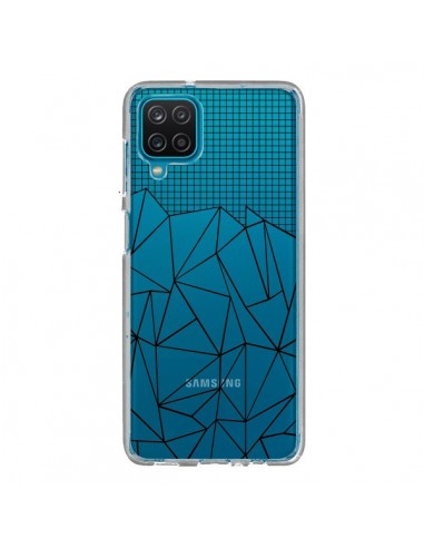 Coque Samsung Galaxy A12 et M12 Lignes Grille Grid Abstract Noir Transparente - Project M