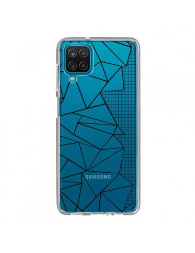 Coque Samsung Galaxy A12 et M12 Lignes Grilles Side Grid Abstract Noir Transparente - Project M