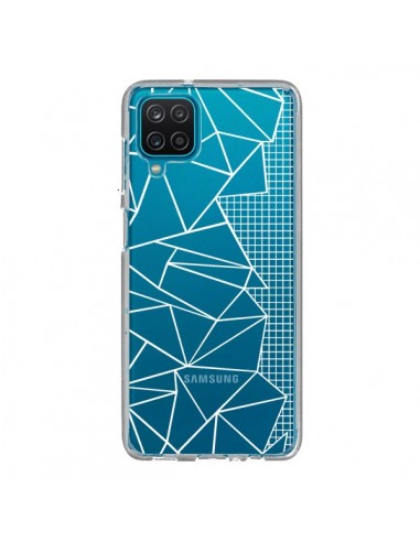 Coque Samsung Galaxy A12 et M12 Lignes Grilles Side Grid Abstract Blanc Transparente - Project M