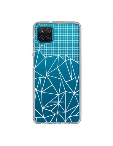 Coque Samsung Galaxy A12 et M12 Lignes Grilles Grid Abstract Blanc Transparente - Project M