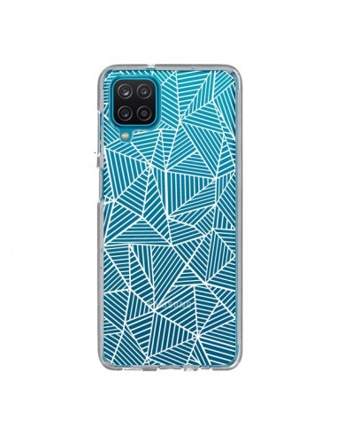 Coque Samsung Galaxy A12 et M12 Lignes Grilles Triangles Full Grid Abstract Blanc Transparente - Project M