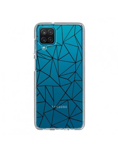 Coque Samsung Galaxy A12 et M12 Lignes Triangles Grid Abstract Noir Transparente - Project M