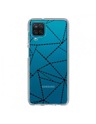 Coque Samsung Galaxy A12 et M12 Lignes Points Abstract Noir Transparente - Project M