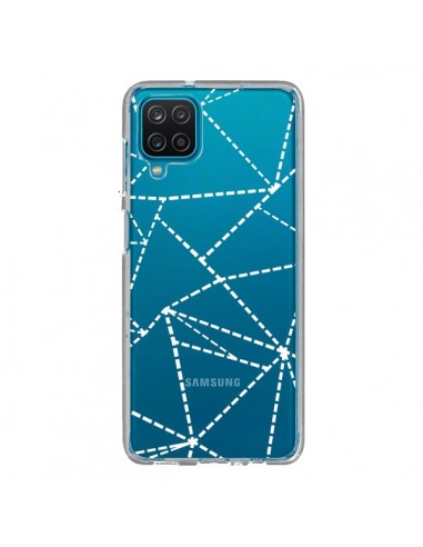 Coque Samsung Galaxy A12 et M12 Lignes Points Abstract Blanc Transparente - Project M