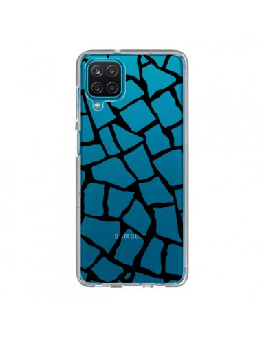 Coque Samsung Galaxy A12 et M12 Girafe Mosaïque Noir Transparente - Project M