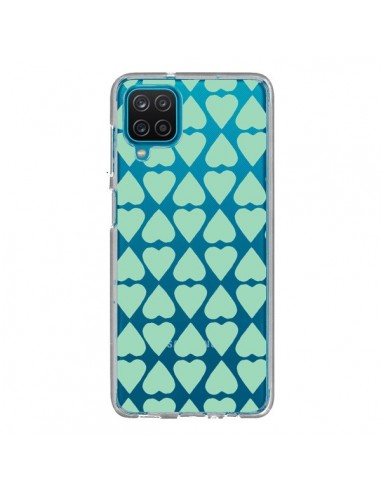 Coque Samsung Galaxy A12 et M12 Coeurs Heart Mint Bleu Vert Transparente - Project M