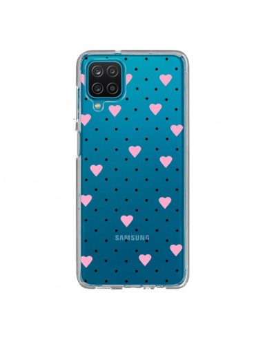 Coque Samsung Galaxy A12 et M12 Point Coeur Rose Pin Point Heart Transparente - Project M