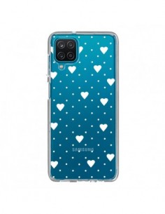 Coque Samsung Galaxy A12 et M12 Point Coeur Blanc Pin...