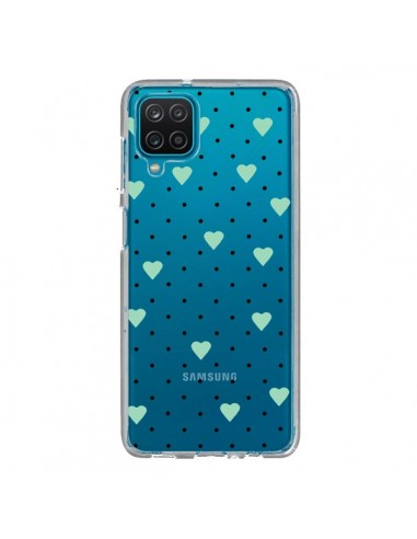 Coque Samsung Galaxy A12 et M12 Point Coeur Mint Bleu Vert Pin Point Heart Transparente - Project M