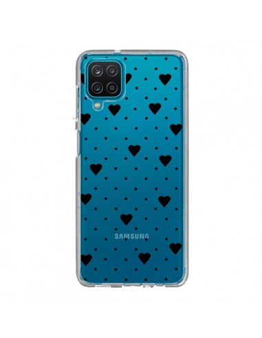 Coque Samsung Galaxy A12 et M12 Point Coeur Noir Pin Point Heart Transparente - Project M