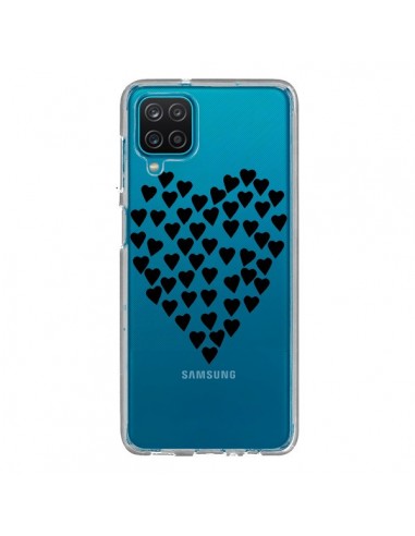 Coque Samsung Galaxy A12 et M12 Coeurs Heart Love Noir Transparente - Project M