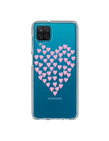 Coque Samsung Galaxy A12 et M12 Coeurs Heart Love Rose Pink Transparente - Project M