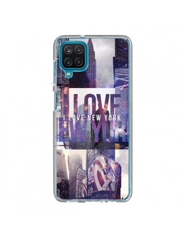 Coque Samsung Galaxy A12 et M12 I love New Yorck City violet - Javier Martinez