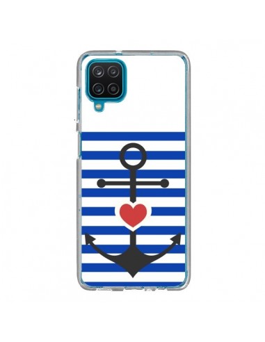 Coque Samsung Galaxy A12 et M12 Mariniere Encre Marin Coeur - Jonathan Perez