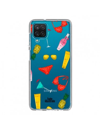 Coque Samsung Galaxy A12 et M12 Summer Essentials Ete Essentiel Transparente - kateillustrate