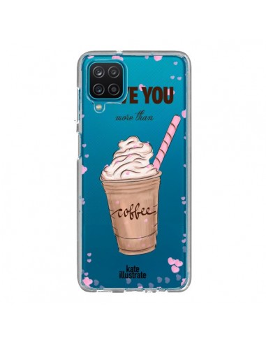 Coque Samsung Galaxy A12 et M12 I love you More Than Coffee Glace Amour Transparente - kateillustrate