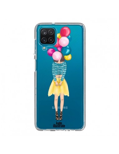 Coque Samsung Galaxy A12 et M12 Girls Balloons Ballons Fille Transparente - kateillustrate