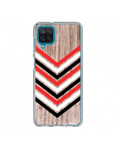 Coque Samsung Galaxy A12 et M12 Tribal Aztèque Bois Wood Flèche Rouge Blanc Noir - Laetitia