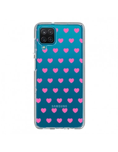 Coque Samsung Galaxy A12 et M12 Coeur Heart Love Amour Rose Transparente - Laetitia