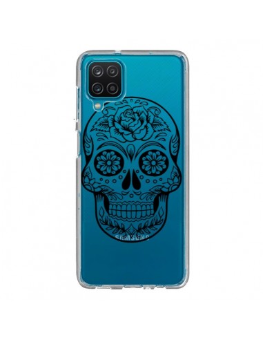 Coque Samsung Galaxy A12 et M12 Tête de Mort Mexicaine Noir Transparente - Laetitia