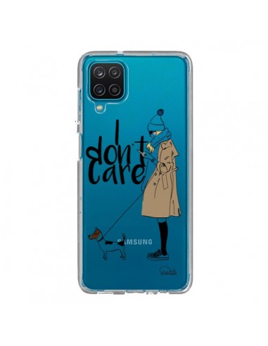 Coque Samsung Galaxy A12 et M12 I don't care Fille Chien Transparente - Lolo Santo