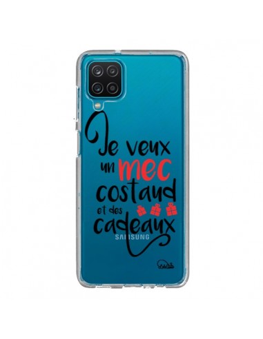 Coque Samsung Galaxy A12 et M12 Je veux un mec costaud et des cadeaux Transparente - Lolo Santo