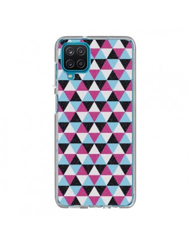Coque Samsung Galaxy A12 et M12 Azteque Triangles Rose Bleu Gris - Mary Nesrala