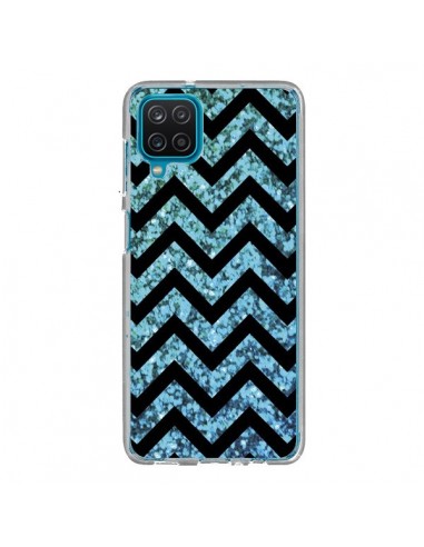 Coque Samsung Galaxy A12 et M12 Chevron Aqua Sparkle Triangle Azteque - Mary Nesrala