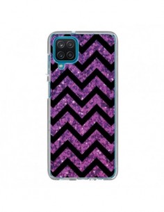 Coque Samsung Galaxy A12 et M12 Chevron Purple Sparkle...