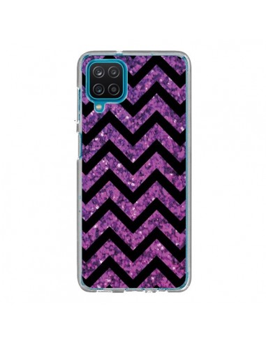 Coque Samsung Galaxy A12 et M12 Chevron Purple Sparkle Triangle Azteque - Mary Nesrala