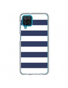 Coque Samsung Galaxy A12 et M12 Bandes Marinières Bleu...