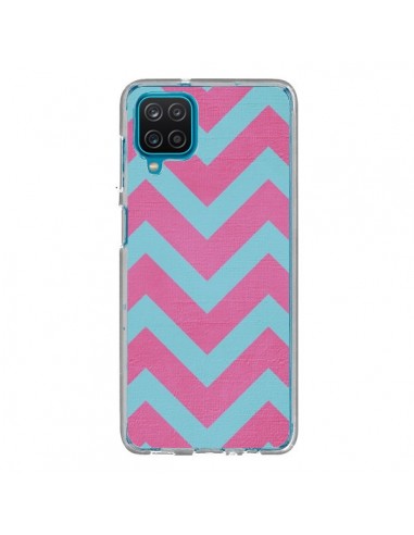 Coque Samsung Galaxy A12 et M12 Strawberry Chevron Rose Bleu - Mary Nesrala