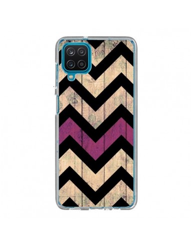 Coque Samsung Galaxy A12 et M12 Chevron Vintage Bois Wood - Mary Nesrala