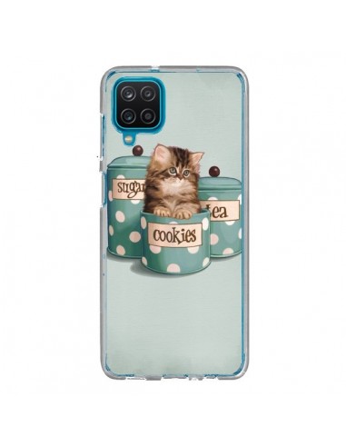 Coque Samsung Galaxy A12 et M12 Chaton Chat Kitten Boite Cookies Pois - Maryline Cazenave