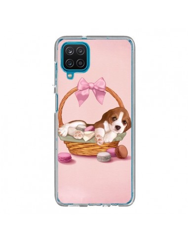 Coque Samsung Galaxy A12 et M12 Chien Dog Panier Noeud Papillon Macarons - Maryline Cazenave