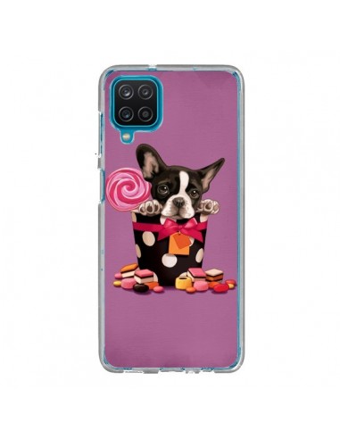 Coque Samsung Galaxy A12 et M12 Chien Dog Boite Noeud Papillon Pois Bonbon - Maryline Cazenave