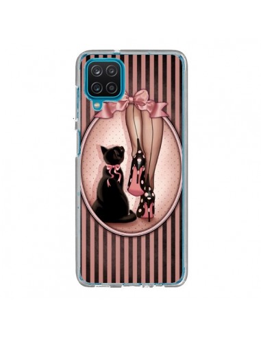 Coque Samsung Galaxy A12 et M12 Lady Chat Noeud Papillon Pois Chaussures - Maryline Cazenave