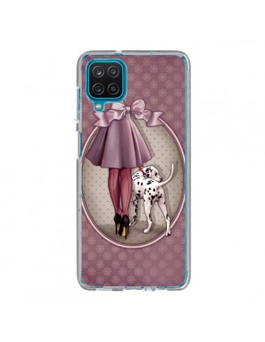 Coque Samsung Galaxy A12 et M12 Lady Chien Dog Dalmatien Robe Pois - Maryline Cazenave