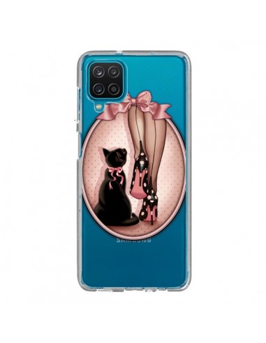 Coque Samsung Galaxy A12 et M12 Lady Chat Noeud Papillon Pois Chaussures Transparente - Maryline Cazenave