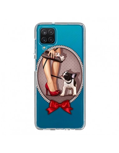 Coque Samsung Galaxy A12 et M12 Lady Jambes Chien Bulldog Dog Pois Noeud Papillon Transparente - Maryline Cazenave