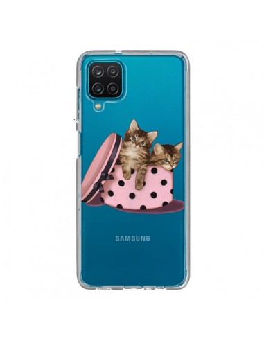 Coque Samsung Galaxy A12 et M12 Chaton Chat Kitten Boite Pois Transparente - Maryline Cazenave