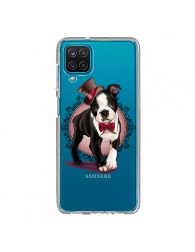 Coque Samsung Galaxy A12 et M12 Chien Bulldog Dog Gentleman Noeud Papillon Chapeau Transparente - Maryline Cazenave