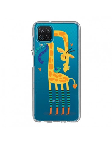 Coque Samsung Galaxy A12 et M12 L'oiseau et la Girafe Amour Love Transparente - Maria Jose Da Luz